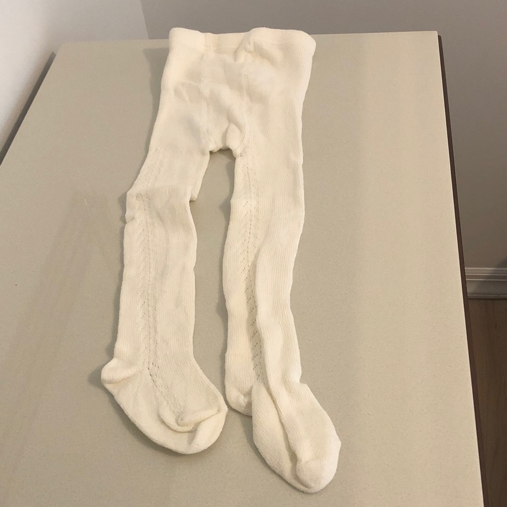 Soft Cream Knit Footed Tights for Kids